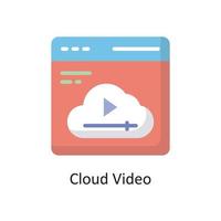 ilustración de diseño de icono plano de vector de vídeo en la nube. símbolo de computación en la nube en el archivo eps 10 de fondo blanco