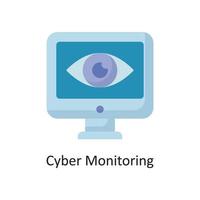 Cyber Monitoring Vector  Flat Icon Design illustration. Cloud Computing Symbol on White background EPS 10 File