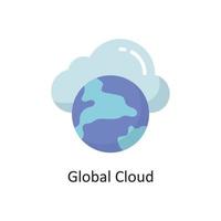 ilustración de diseño de icono plano de vector de nube global. símbolo de computación en la nube en el archivo eps 10 de fondo blanco