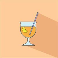 Icon Orange Juice Ice Cube with Shadow Vector