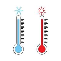 termómetro clima frío y caliente en un vector de fondo blanco