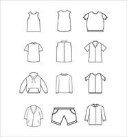 conjunto, de, hombre, ropa, contorno, en, un, fondo blanco vector