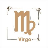 decoración de virgo símbolo zodiaco icono lindo marco vector