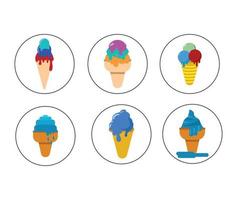 conjunto de iconos de vector de cono de helado