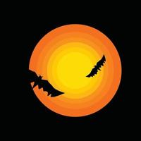 Bat on the Moon Halloween Vector