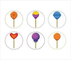 Icon Set Lollypop Candy Stick Colored Vector