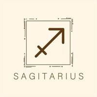 Icon Sagittarius Symbol on Doodle Frame Square Vector