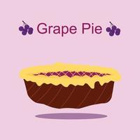 Icon of Grape Pie Lilac Background Vector