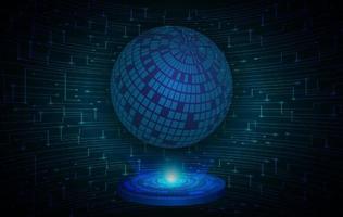 Modern Holographic Globe on Technology Background vector