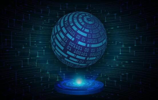 Modern Holographic Globe on Technology Background vector
