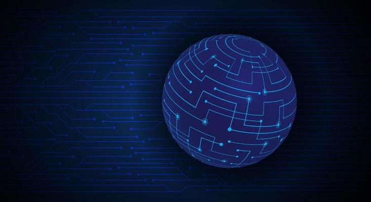 Modern World Map Holographic Projector on Technology Background