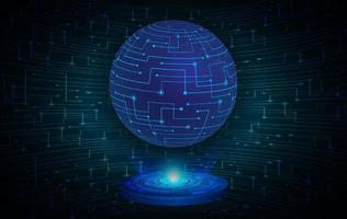 Modern Holographic Globe on Technology Background vector