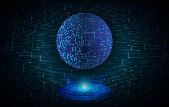 proyector holográfico de globo moderno sobre fondo de tecnología vector