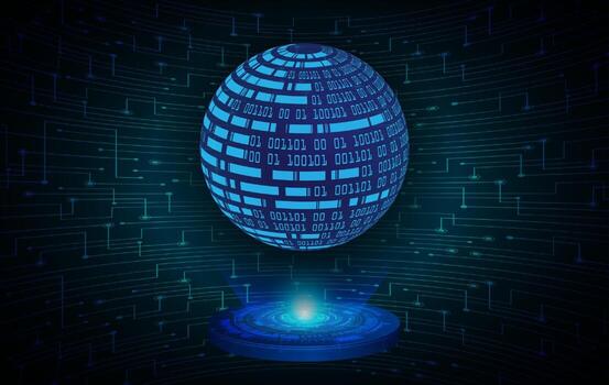Modern Globe Holographic Projector on Technology Background vector