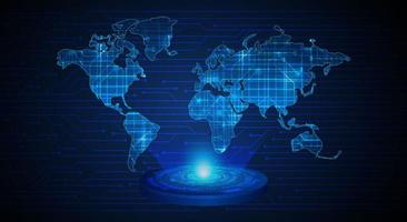 Modern World Map Holographic Projector on Technology Background vector