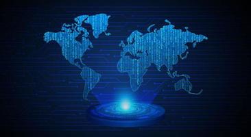 Modern World Map Holographic Projector on Technology Background vector