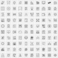 paquete de 100 iconos de líneas universales para móviles y web vector