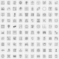 paquete de 100 iconos de líneas universales para móviles y web vector