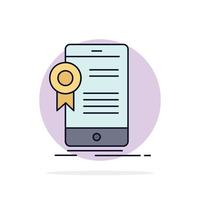 certificate certification App application approval Flat Color Icon Vector