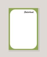 Page for notebook green sketchbook. Vector illustration