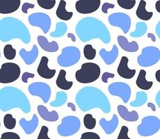 Geometric Seamless pattern of simple shape with blue pebbles, dots, spots, blots on a white background. Vector illustration.