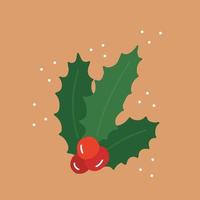 Ilustración de vector de planta de bayas de acebo de Navidad. ilustración de vector de muérdago de navidad