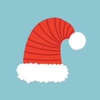 Vector red Santa hat illustration. Flat Christmas hat isolated