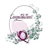 Congratulation card floral frame with magnolia and eucalyptus branches vector
