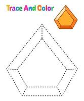 Gemstone tracing worksheet for kids vector