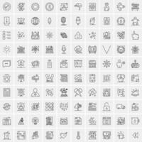 Pack of 100 Universal Line Icons for Mobile and Web vector