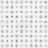 paquete de 100 iconos de líneas universales para móviles y web vector