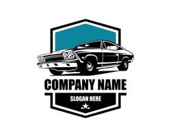 Muscle car silhouette logo vector concept badge emblem isolated