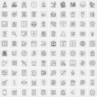 paquete de 100 iconos de líneas universales para móviles y web vector