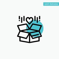 Gift Box Delivery Surprise turquoise highlight circle point Vector icon