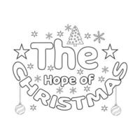 Merry Christmas Coloring page. Christmas line art coloring page design for kids. vector