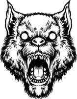 Monochrome Angry Wolf Head Clipart vector