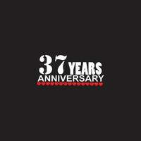 37 years anniversary celebration logotype, hand lettering, 37 year sign, greeting card vector