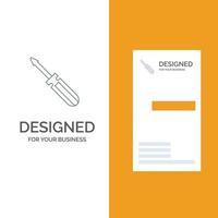 Screw Driver Tool Repair Tools Grey Logo Design and Business Card Template vector