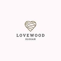 plantilla de diseño plano de icono de logotipo de madera de amor vector