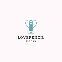 Love pencil logo icon flat design template vector