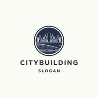 City building logo icon flat design template vector