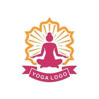 logotipo de la pose de loto. logotipo de pose de yoga. mujer sentada en postura de loto