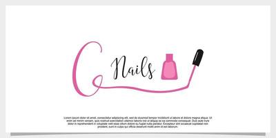 letter c with icon nail polish logo design template vector
