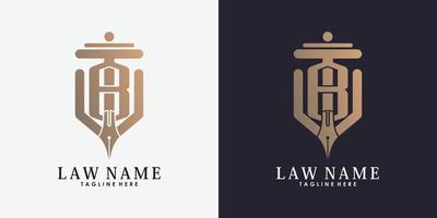 lawyer logo design with letter b creative concept premium vector