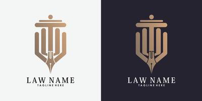 diseño de logotipo de abogado con vector premium de concepto creativo de letra u