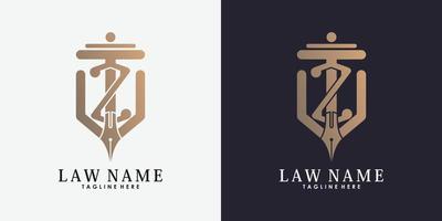 lawyer logo design with letter z creative concept premium vector