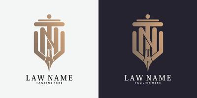 lawyer logo design with letter n creative concept premium vector