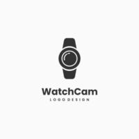 watch combine with camera lens logo design on isolated background. vector