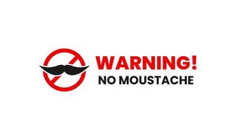 mustache forbidden sign. no mustache icon sticker on isolated background vector
