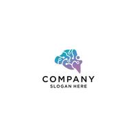 Brain Tech logo icon design template flat vector